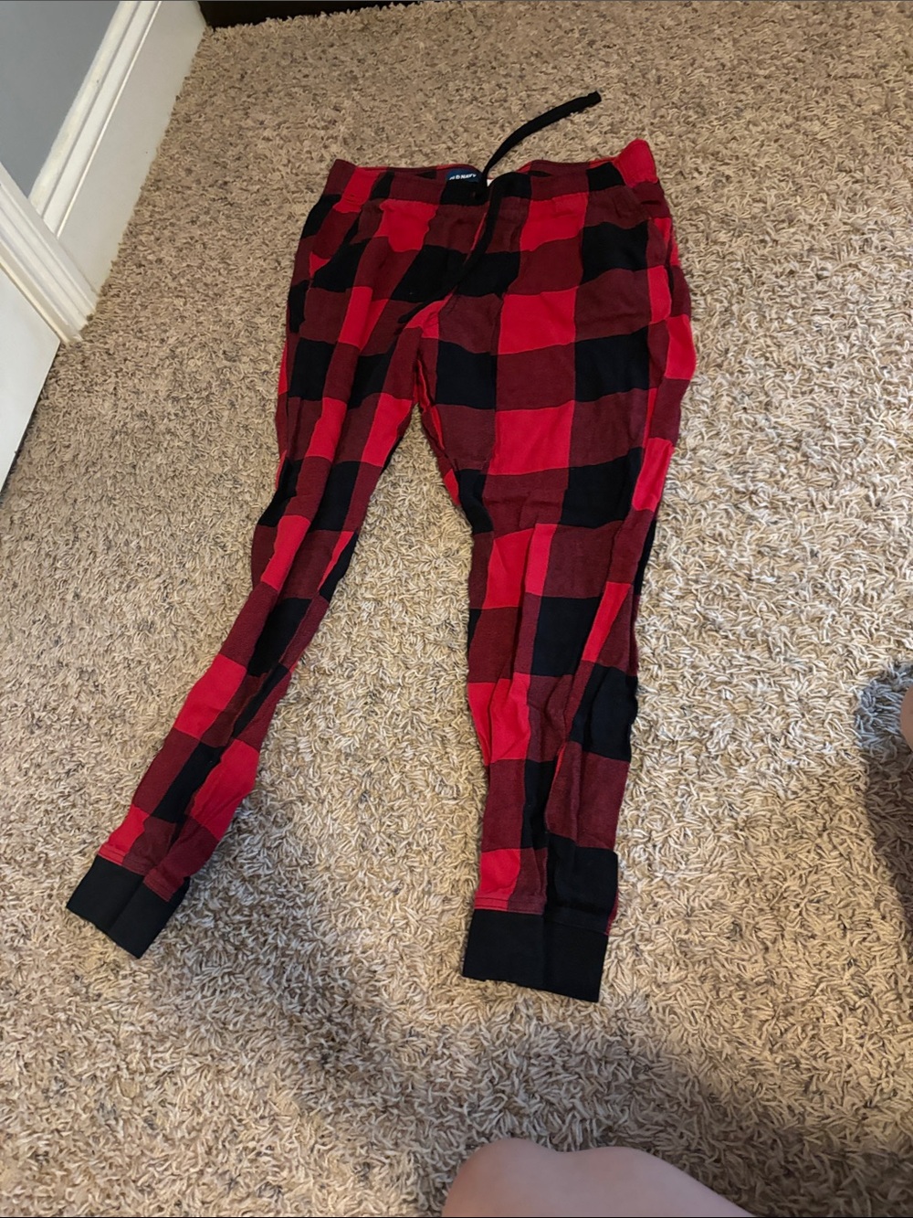 Kids Red and Black Plaid Jogger Pants